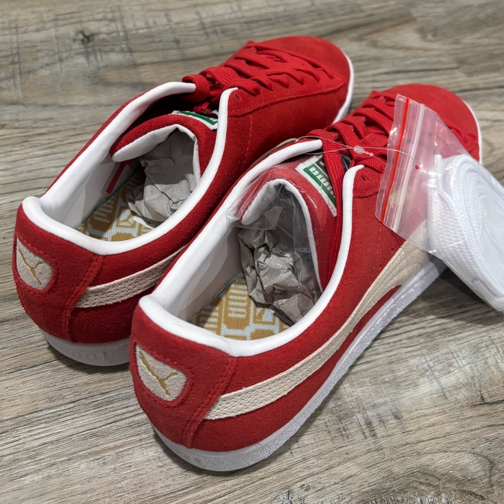 Red Suede Sneakers with White accents